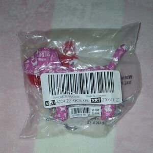 PINK Victoria's Secret Plush Dog Keychain in Pink and White